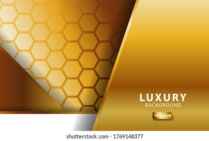Resumen de fondo 3d con capas de papel dorado. La ilustración geométrica vectorial da forma a la textura con brillo dorado. Elemento de diseño gráfico. Decoración elegante