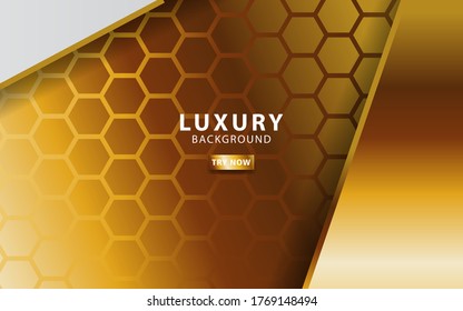 Resumen de fondo 3d con capas de papel dorado. La ilustración geométrica vectorial da forma a la textura con brillo dorado. Elemento de diseño gráfico. Decoración elegante