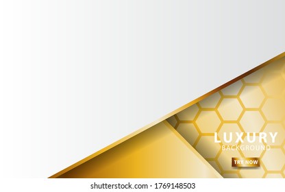 Abstract 3d background with gold paper layers. Vector geometric illustration shapes texture with golden glittering. Graphic design element. Elegant decoration