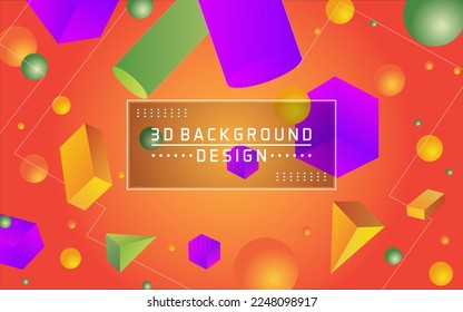 Abstract 3d background with gradient geometric elements