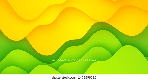 Abstract 3d background. Green and orange gradient wave dynamic abstract background with wave shape and lines. Simple style backdrop colorful fresh creative element. Eps10 vector