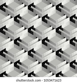 abstract 3D background in grey scale. Construction, engineering, technology, futuristic design for business print and web templates. presentations, cover, brochure, flyer, backdrop and wall papers 