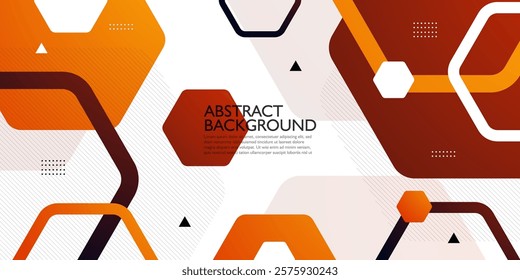 Abstract 3D background with hexagonal pattern. Modern design with simple geometric shape orange and brown pattern. Eps10 vector