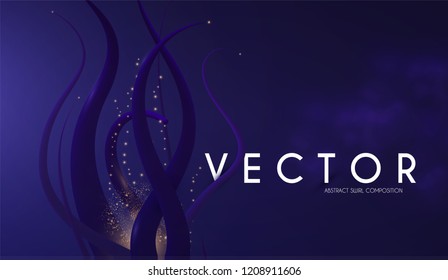 Abstract 3D Background. Liquid Shapes and Light Effect. Underwater. Vector illustration