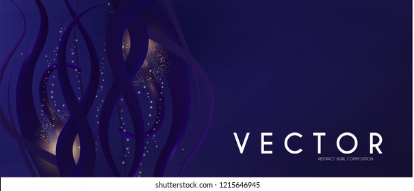 Abstract 3D Background. Liquid Shapes and Light Effect. Underwater. Vector illustration
