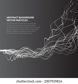 Abstract 3D background with the movement of the flow of particles in virtual reality. Design web sites, banners, packaging on the theme of science and computer games. Vector illustration.