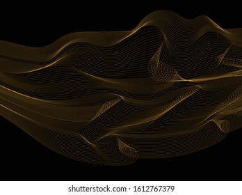 Abstract 3d background with optical illusion wave. Black and white horizontal lines with wavy distortion effect for prints, web pages, template, posters, monochrome backgrounds and pattern

