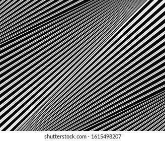  Abstract 3d background with optical illusion wave. Black and white horizontal lines with wavy distortion effect for prints, web pages, template, posters, monochrome backgrounds and pattern