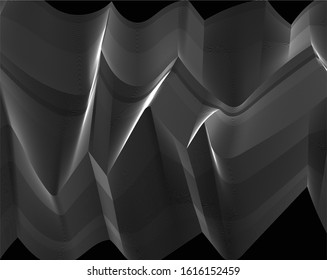 Abstract 3d background with optical illusion wave. Black and white horizontal lines with wavy distortion effect for prints, web pages, template, posters, monochrome backgrounds and pattern