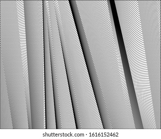 Abstract 3d background with optical illusion wave. Black and white horizontal lines with wavy distortion effect for prints, web pages, template, posters, monochrome backgrounds and pattern