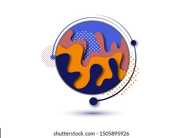 Abstract 3d background with paper cut shapes and dots circles. Design layout for business presentations, flyers, posters and invitations. Colorful art of carving. Vector illustration
