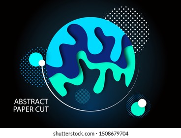 Abstract 3d background with paper cut shapes and dots circles. Design layout for business presentations, flyers, posters and invitations. Colorful art of carving. Vector illustration