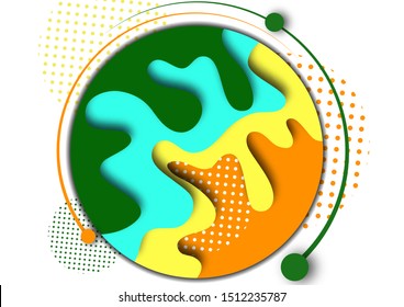 Abstract 3d background with paper cut shapes and dots circles. Design layout for business presentations, flyers, posters and invitations. Colorful art of carving. Vector illustration