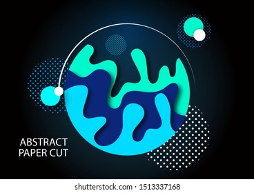 Abstract 3d background with paper cut shapes and dots circles. Design layout for business presentations, flyers, posters and invitations. Colorful art of carving. Vector illustration