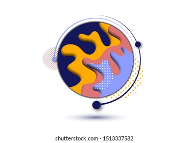 Abstract 3d background with paper cut shapes and dots circles. Design layout for business presentations, flyers, posters and invitations. Colorful art of carving. Vector illustration