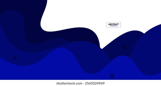 Abstract 3d background paper cut with blue color background. Liquid gradient color on background. Geometric wavy shape pattern. Vector Eps10