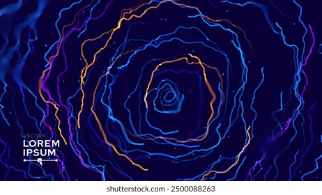 Abstract 3D Background Particles Design. Geometric 3D Modern Technology Background. Vector Illustration. Neural Network Connections Data Flow Colorful Lines Tech Backdrop.