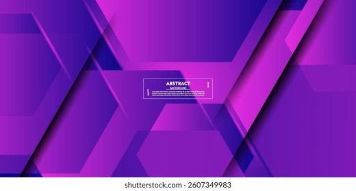 Abstract 3D background with purple and blue gradient colors. Hexagonal pattern overlay shapes. Cool design. Vector Eps10