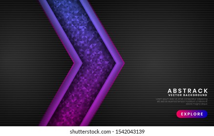 Abstract 3D background with purple and pink gradient on dark space. Modern graphic element for use element banner, poster, brochure, flyer, and landing page.