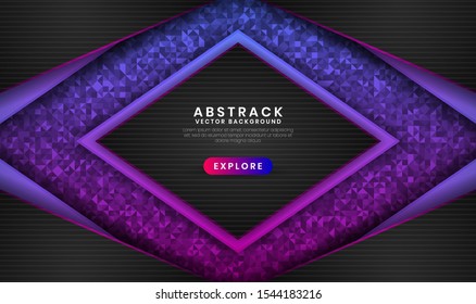 Abstract 3D background with purple and pink gradient on dark space. Modern graphic element for use element banner, poster, brochure, flyer, and landing page.