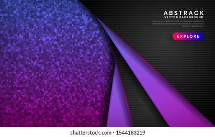 Abstract 3D background with purple and pink gradient on dark space. Modern graphic element for use element banner, poster, brochure, flyer, and landing page.