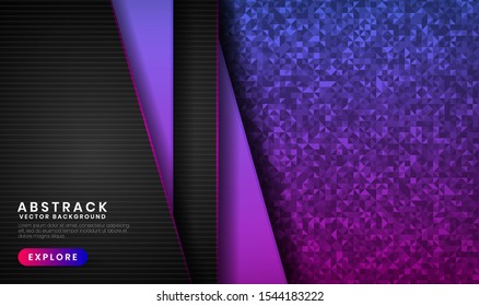 Abstract 3D background with purple and pink gradient on dark space. Modern graphic element for use element banner, poster, brochure, flyer, and landing page.