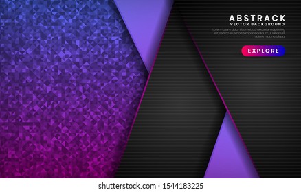 Abstract 3D background with purple and pink gradient on dark space. Modern graphic element for use element banner, poster, brochure, flyer, and landing page.
