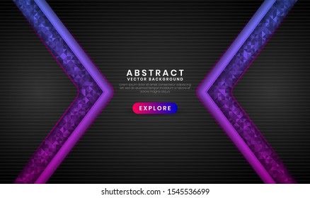 Abstract 3D background with purple and pink gradient on dark space. Modern graphic element for use element banner, poster, brochure, flyer, and landing page.
