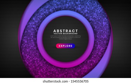 Abstract 3D background with purple and pink gradient on dark space. Modern graphic element for use element banner, poster, brochure, flyer, and landing page.