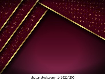 Abstract 3d background with red layers. Vector geometric illustration of carbon sliced shapes textured with glittering dots. Graphic design element. Elegant decoration