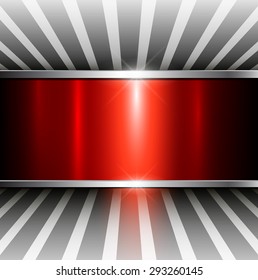 Abstract 3D background, red metallic, vector illustration.