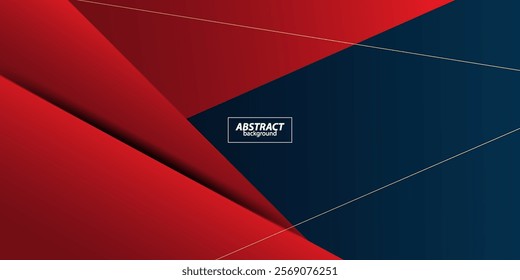 Abstract 3D background of red paper cut with bright color gradient box pattern combination on blue background. Vector Eps10