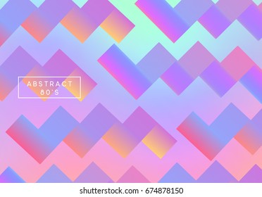 Abstract 3d background. Retro holographic poster. Backdrop colorful gradient. Hipster style 80s. vector illustration