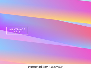 Abstract 3d background. Retro holographic poster. Backdrop colorful hologram, gradient. Hipster style 80s. vector illustration