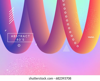 Abstract 3d background. Retro holographic poster. Backdrop colorful hologram, gradient. Hipster style 80s. vector illustration