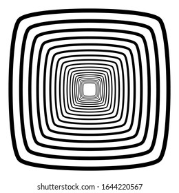 Abstract 3D background with simple geometric figure. Goes deep stylized square design elements isolated on white. Vector