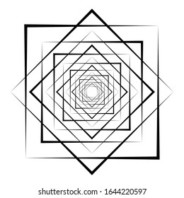 Fondo 3D abstracto con figura geométrica simple. Va a los elementos de diseño cuadrado estilizado profundo aislados en blanco. Vector