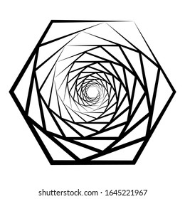Abstract 3D background with simple geometric figure. Rotated stylized hexagon design elements isolated on white. Vector