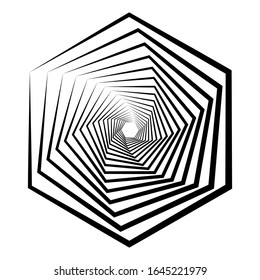 Fondo 3D abstracto con figura geométrica simple. Elementos de diseño hexágono estilizado girados aislados en blanco. Vector