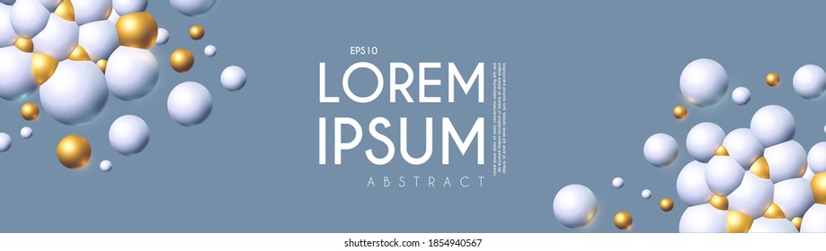 Abstract 3D background with Spheres. Structure trendy design.