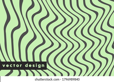 Abstract 3d background vector design with distorted lines. Movement illusion with optical distortion effect. Illustration with mint, grey colors.