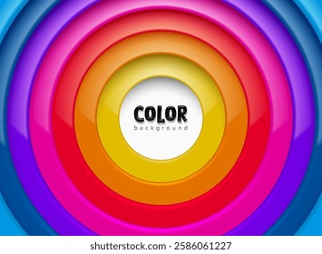 Abstract 3D background with vibrant circular layers, gradient color, and glossy effect. Vector modern design template for web design, presentations, marketing, social media, advertising. White center