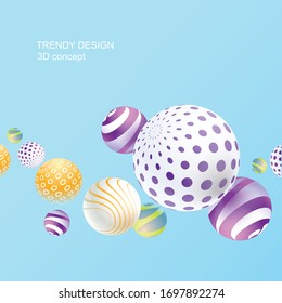 Fondo 3D abstracto con bolas realistas volumétricas. Imagen vectorial de tendencia.