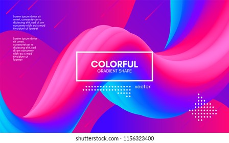 Abstract 3d Background. Wave Flow Shape. Modern Colorful Liquid. Vector Illustration Eps10. Trendy Abstract Fluid Design for Music Poster, Brochure, Layout. Abstract Wavy Cover with Vibrant Gradient.