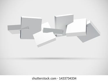 Abstract 3D background with white cubes crossing in motion
