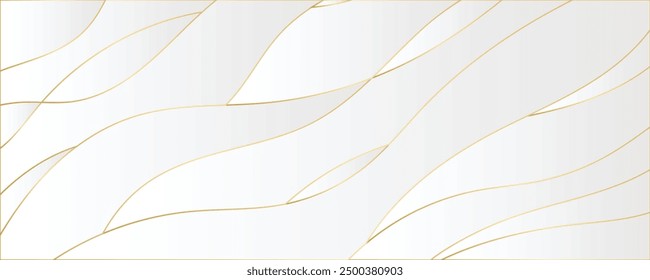 Abstract 3d background with white gold wave lines paper layers. Luxury paper cut background, Abstract decoration, golden pattern, halftone gradients, 3d Vector illustration.