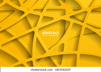 Resumen 3d fondo con papel amarillo. decoración abstracta realista de papel texturado