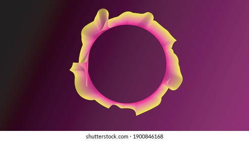 Resumen del fondo 3d. Ilustración vectorial de círculo amarillo y púrpura. Fondo de escritorio. Diseño de la página de inicio del sitio web y de fondo de presentación. Textura ondulada ligera.