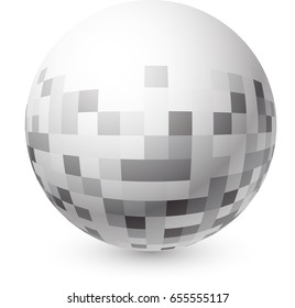 Abstract 3d ball with gray squares pattern. Vector  illustration. 