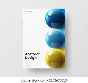 Abstract 3D balls book cover layout. Multicolored company brochure A4 design vector illustration.